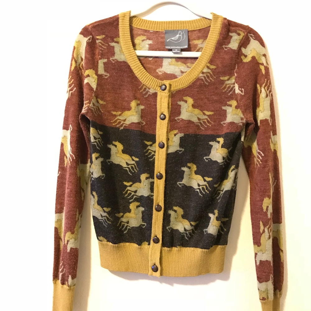 Knitted Dove Horse Cardigan